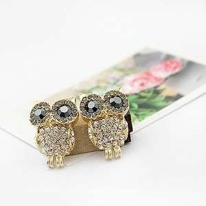  Full Rhinestones Owl Nice Korean Fashion Stud Earrings L8850  