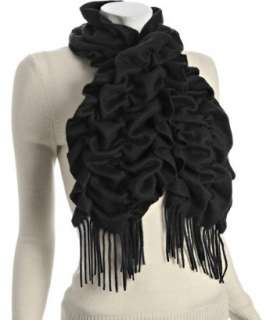 sayami black cashmere fringe squiggle scarf