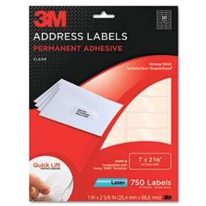     Permanent Adhesive Clear Laser Mailing Labels, 1 x 2 5/8, 750/Pack