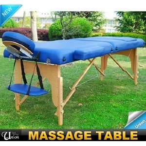  NEW Blue 3 Fold Thick Portable Massage Table Spa Tatto Bed 