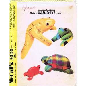  McCalls 3000 Crafts Sewing Pattern Turtle & Frog Bean Bags 