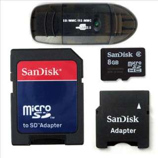 San Disk 8GB Micro SDHC Memory Card w/Mini SD Adapter  