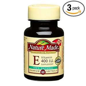  Nature Made Natural Vitamin E 400IU, 60 Softgels (Pack of 