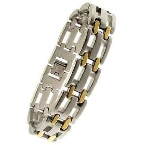  Mens Stainless Steel Gold Plated Link Bracelet Jewelry