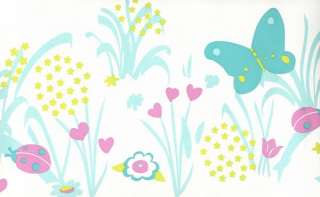Lola Caselio Girls Wallpaper Border Butteryfly love hearts pink duck 