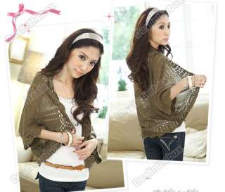 Korea Women Hollow Shawl Shrug Cardigan Knit Coat Shrug Jacket Sweater 