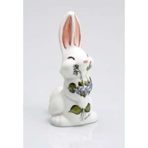  6 Standing Milk Glass Bunny Rabbit with Hand Painted 