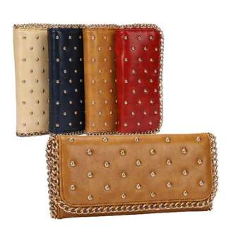 New Elegant Ladies Women Button Long Wallet Cluth Purse PU Leather 