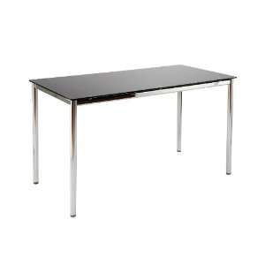   Glass Desk with Adjustable Feet and Black Printed Glass Top Office