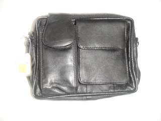   Leather Cell Phone Two Zip Pocket Biker Purse Bag Removable Strap New