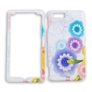 Four Colorful Flowers on White Motorola Droid X MB810 Hard Case/Cover 