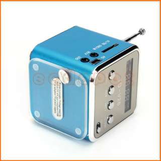Portable Mini Digital Speaker with Micro SD TF USB FM Radio   Blue 