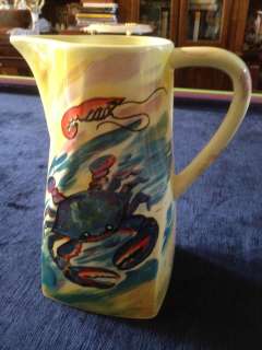 MORAN Pottery CRAB & Crawfish BOWL & PITCHER Set  