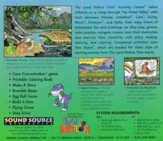 The Land Before Time Activity Center PC CD kids games  