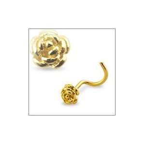  14KT Gold Nose Screw Ring 3.5mm Rose 20G FREE Nose Ring 