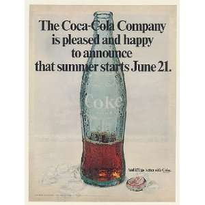  1969 Coke Coca Cola Summer Starts Bottle Print Ad