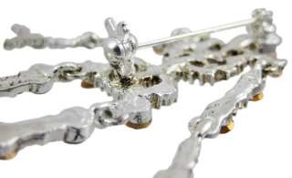 Cool Rhinestone Encrusted Skeleton Brooch Pin  