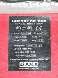 Ridgid SF 2500 Super Freeze   Pipe Freezing Kit  