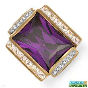 LAUREN G. ADAMS Purple Crystal Cocktail Ring Sz 6 $369  