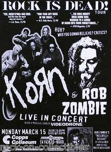 KORN 1999 ROCK IS DEAD ROB ZOMBIE TOUR POSTER  