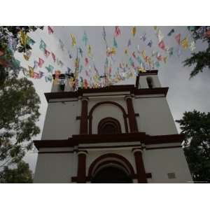  Church with Decorative Mexican Flags Hanging Outside, San 
