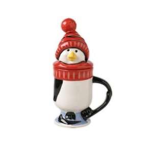  Penguin Skate Covered Mug   Red Hat