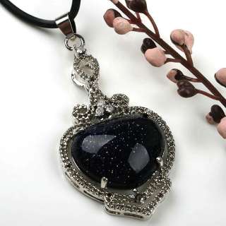 Blue Sand Stone Heart Pendant Bead 1 PC. You will receive a similar 