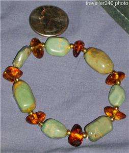 LEE SANDS Genuine Blue Green Turquoise Amber Necklace Matching 