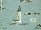 Nautical fabric light house ocean novelty blue toile