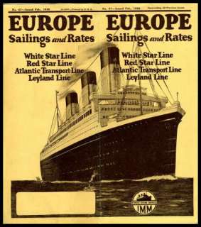 SHIP SCHEDULES AND FARES LEYLAND, WHITE AND RED STAR, ATLANTIC 