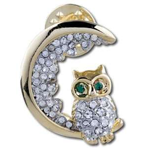  Owl Crescent Moon Brooches And Pins Pugster Jewelry
