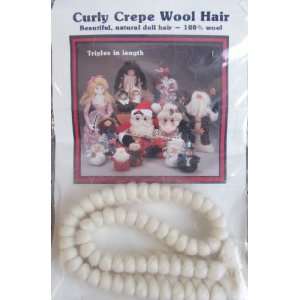   DOLL HAIR 12 WHITE Color 100% Wool Triples in Length Arts, Crafts