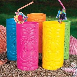 12 Assorted Plastic Tiki Mugs