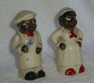  Black Americana Mammy Chef Salt and Pepper Shakers Marked JAPAN  