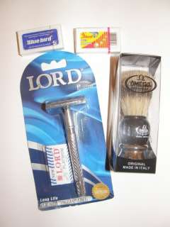 Shaving Kit LORD Razor & Omega Brush + BLUEBIRD & SHARK  