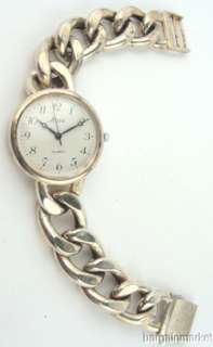 41. gr Sterling Silver Heavy ID Link Band Watch Made in Italy As Is 
