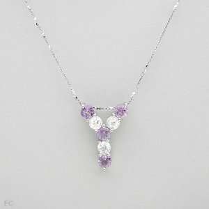 Necklace With 1.90ctw Precious Stones   Genuine Amethysts and Topazes 