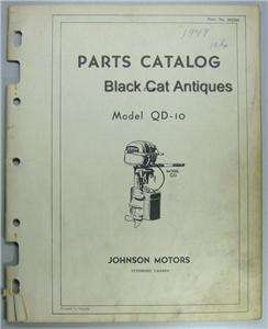   Vintage Johnson Motors Parts Catalog Model QD 10 Outboard Motor Used