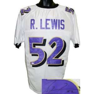  Autographed Ray Lewis Uniform   White Prostyle black sig 