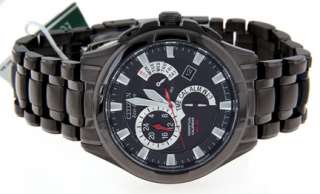   solar power black ion plated watch with ion plated stainless steel