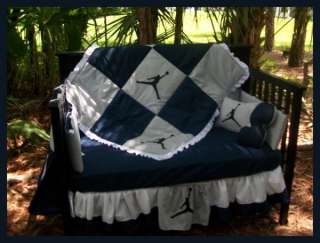 Custom MICHAEL JORDAN Navy Blue/Gray Crib Bedding Set  