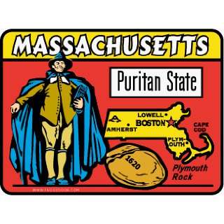  Fridgedoor Massachusetts Puritan State Travel Decal Magnet 