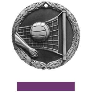  Custom Volleyball Medal M 300V SILVER MEDAL/PURPLE RIBBON 