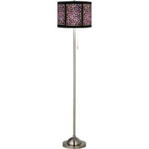  Giclee Contempo Quilt Brushed Nickel Pull Chain Floor Lamp 