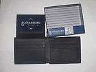 New STAFFORD All LEATHER MENS BLACK WALLET w/ Flip Out License 