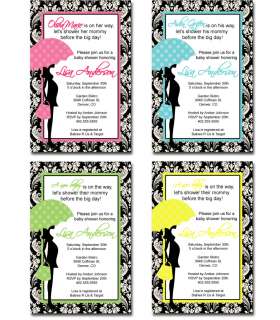   Pink Yellow Pea Green Baby Shower Invitation Card   You Print  