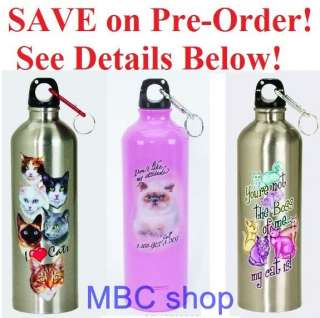 Cats Theme Reusable Stainless Steel Water Bottles,Carabiner Clip, PRE 