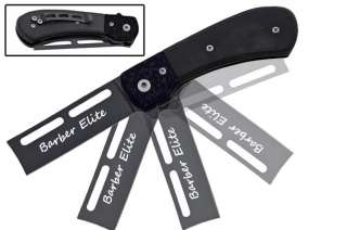 Black G10 Straight Razor Pocket Knife Spring Assisted Opening Razors 