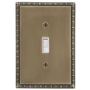   Single Switchplate with Egg & Dart Pattern In Antique Brass Finish