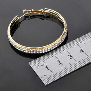   14K GP Gold tone Earrings,Pave Swarovski Crystal Big Hoop 45mm  